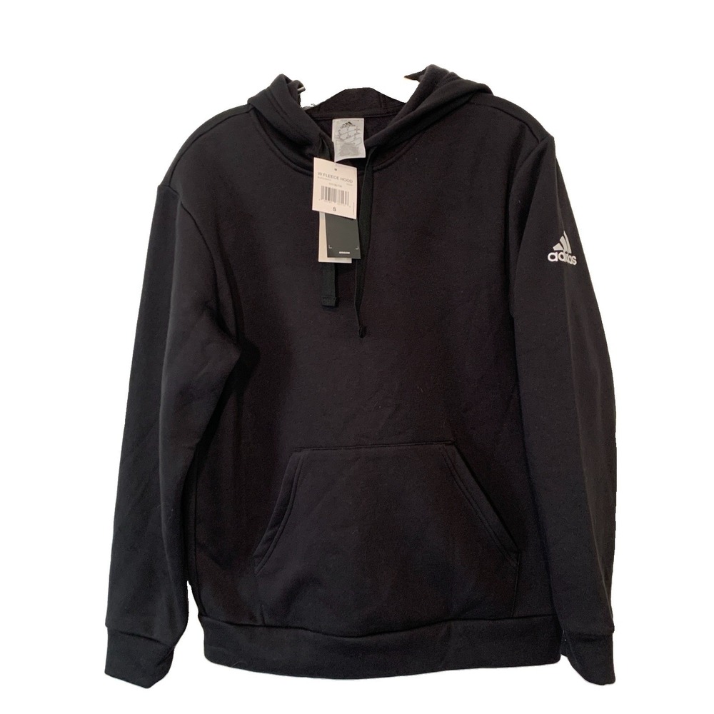 Adidas Womens Small Hoodie Sweatshirt Black Embroidered Logo NWT
